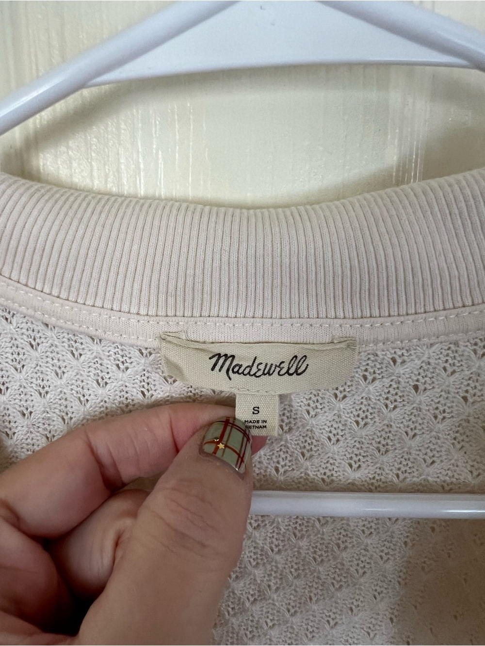 Madewell Collared Pointelle Sweater Tee Ivory Size Small - Picture 3 of 10